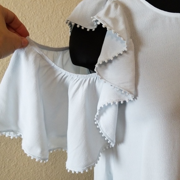 Rebecca Minkoff Cold Shoulder Ruffle Blouse - Picture 2 of 7